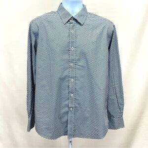 QUIETI Men’s‎ cube print long sleeve button down shirt size L